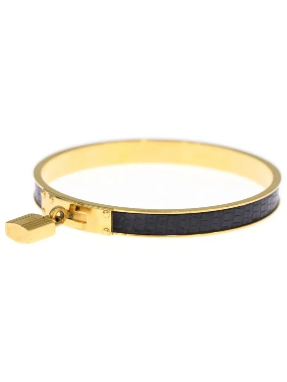 Hermes Kelly Bangle Bracelet Gold Black